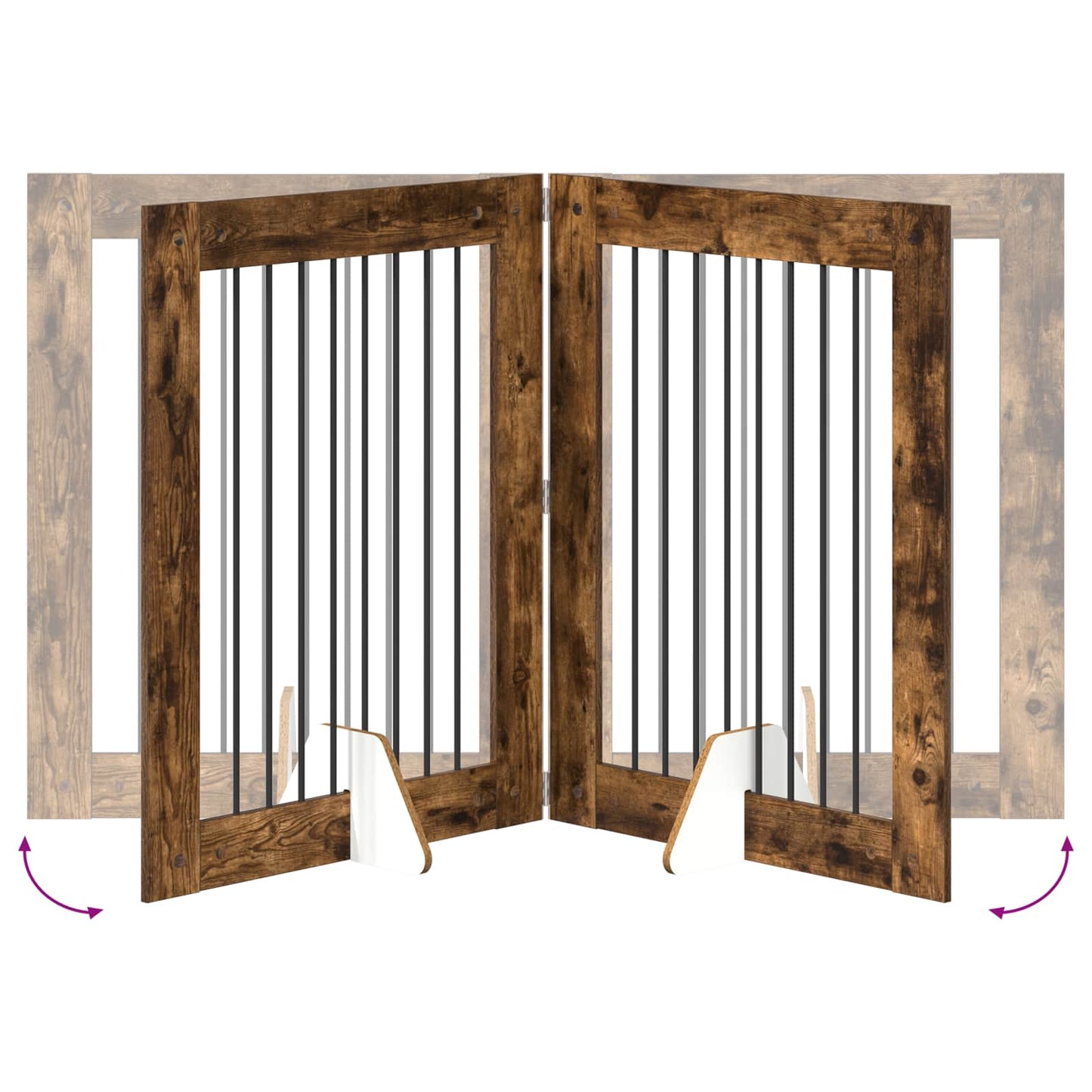 Foldable Dog Gate with Stands 2 pcs Smoked Oak 160.5 cm