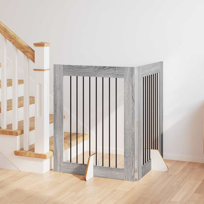 Dog Gate with Stands 2 pcs Grey Sonoma 80 x 100 cm