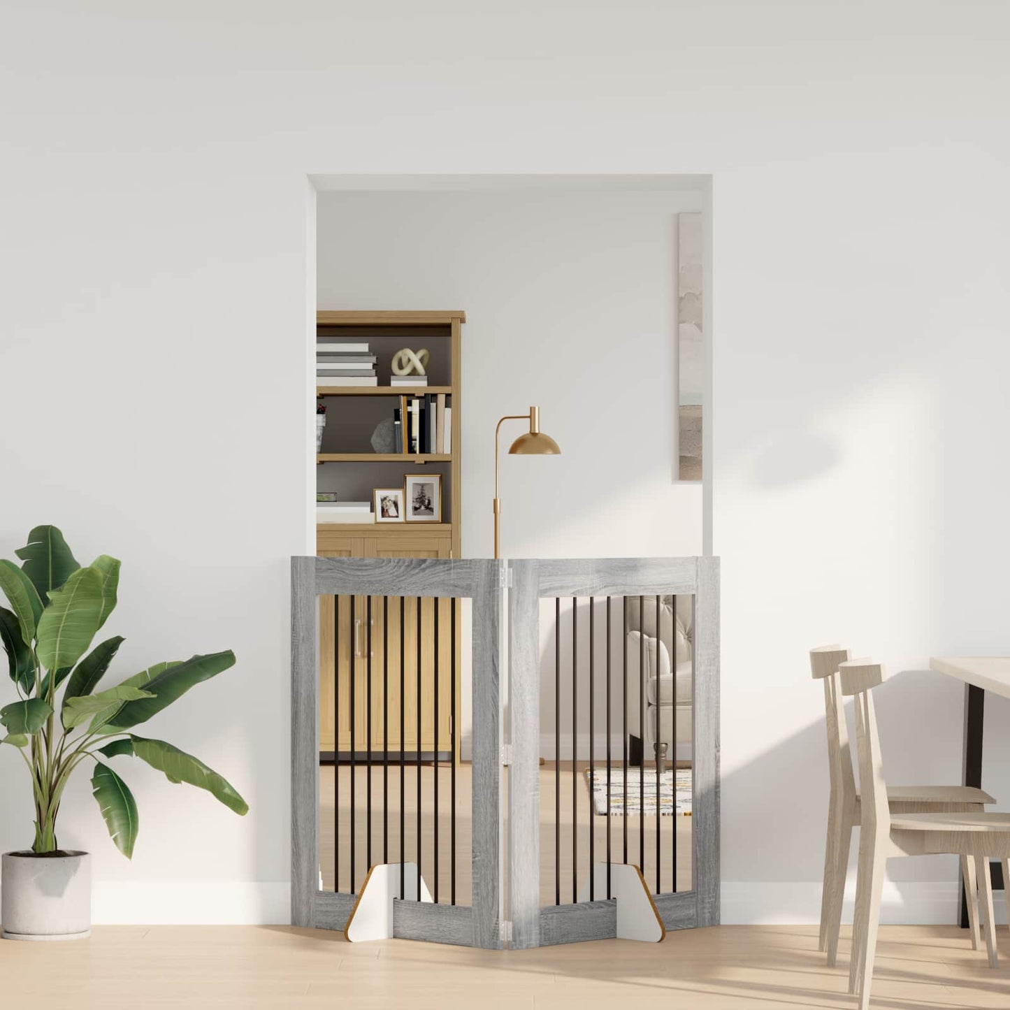 Dog Gate with Stands 2 pcs Grey Sonoma 80 x 100 cm
