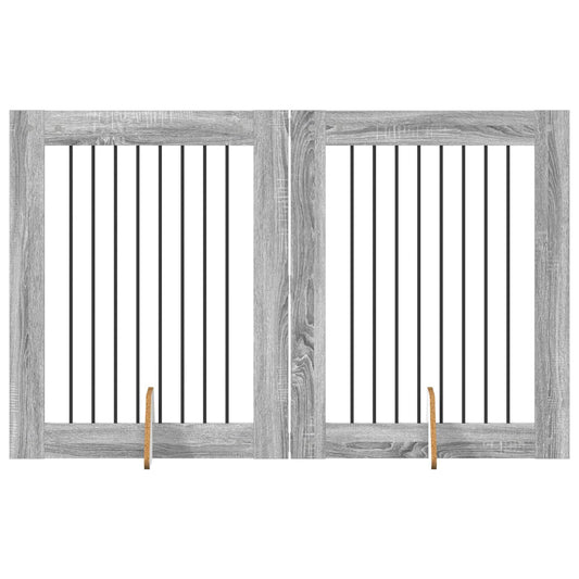 Foldable Dog Gate with Stands 2 pcs Grey Sonoma 160.5 cm