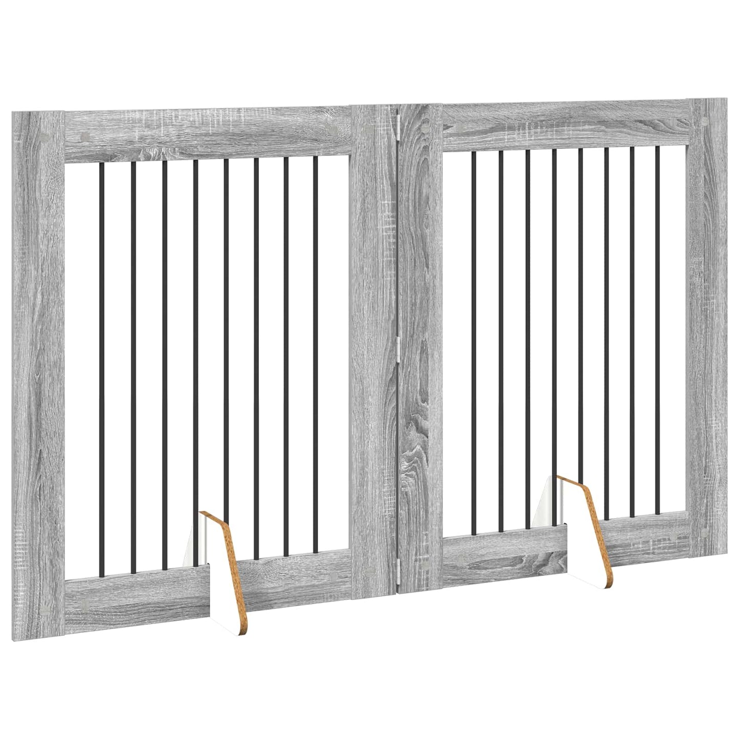 Dog Gate with Stands 2 pcs Grey Sonoma 80 x 100 cm
