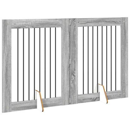 Foldable Dog Gate with Stands 2 pcs Grey Sonoma 160.5 cm