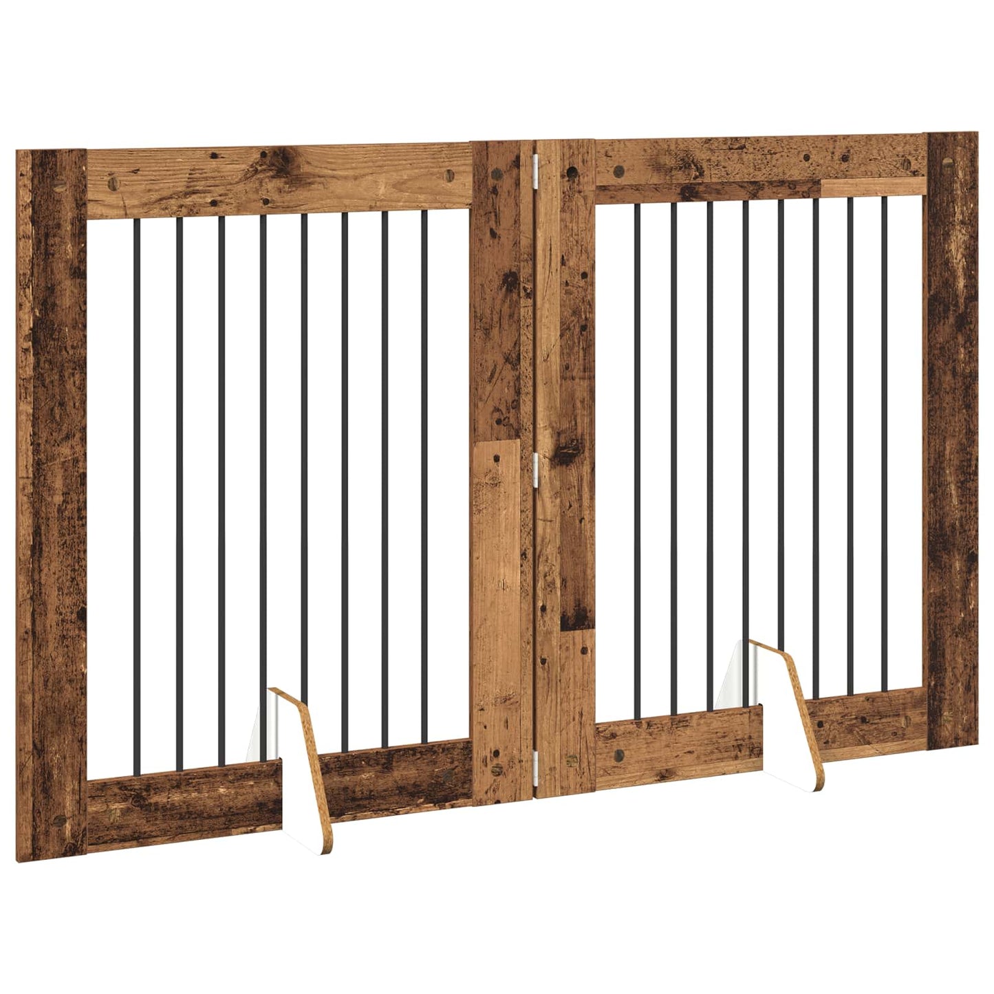 Foldable Dog Gate with Stands 2 pcs Old Wood 160.5 cm