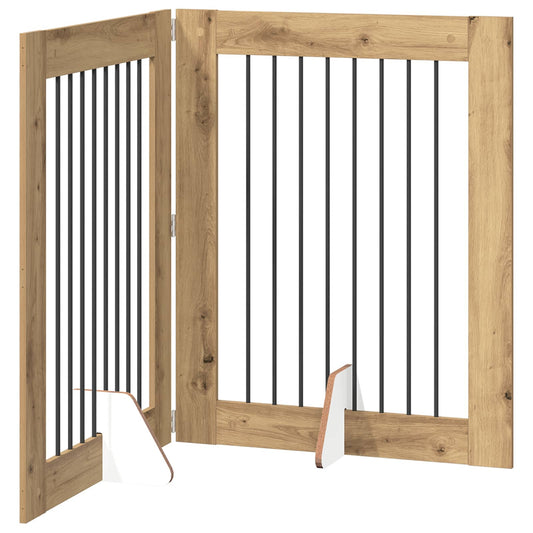 Foldable Dog Gate with Stands 2 pcs Artisan Oak 160.5 cm