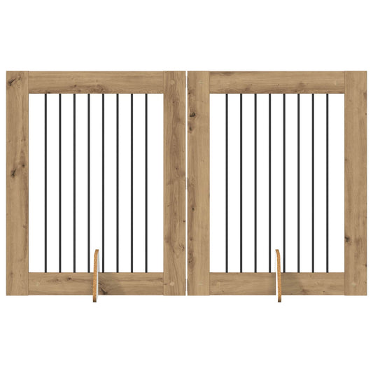 Foldable Dog Gate with Stands 2 pcs Artisan Oak 160.5 cm