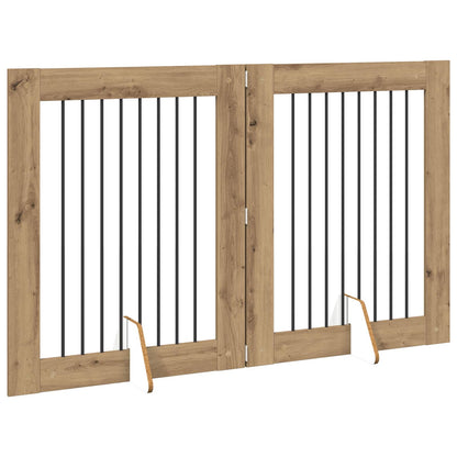 Foldable Dog Gate with Stands 2 pcs Artisan Oak 160.5 cm
