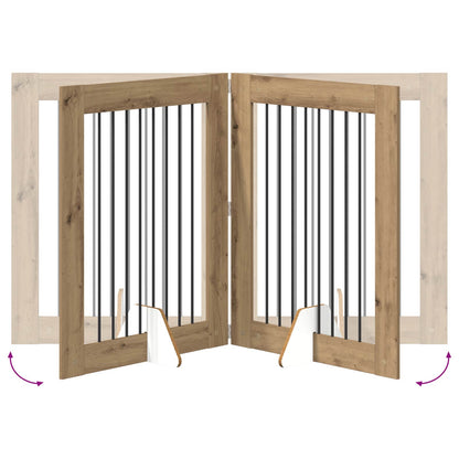 Foldable Dog Gate with Stands 2 pcs Artisan Oak 160.5 cm