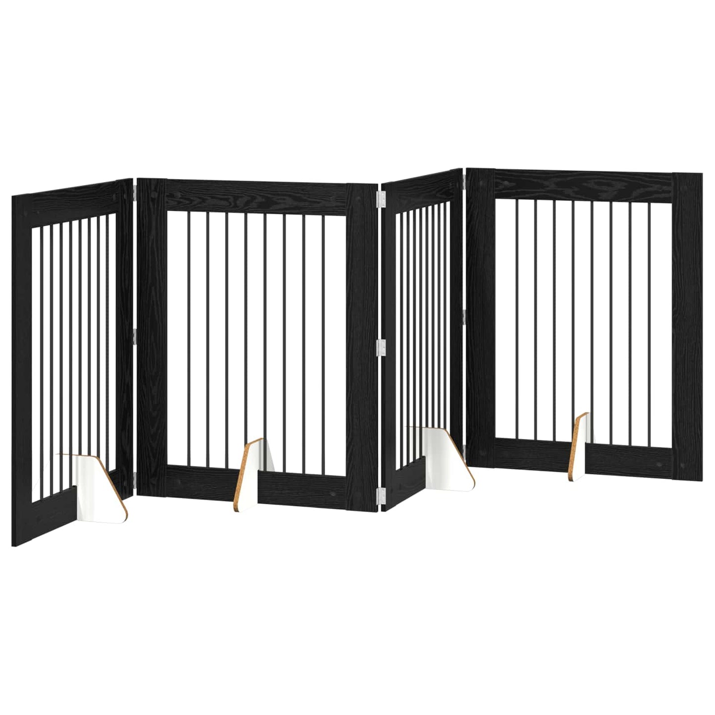 Dog Gate with Stands 4 pcs Black Oak 80 x 100 cm