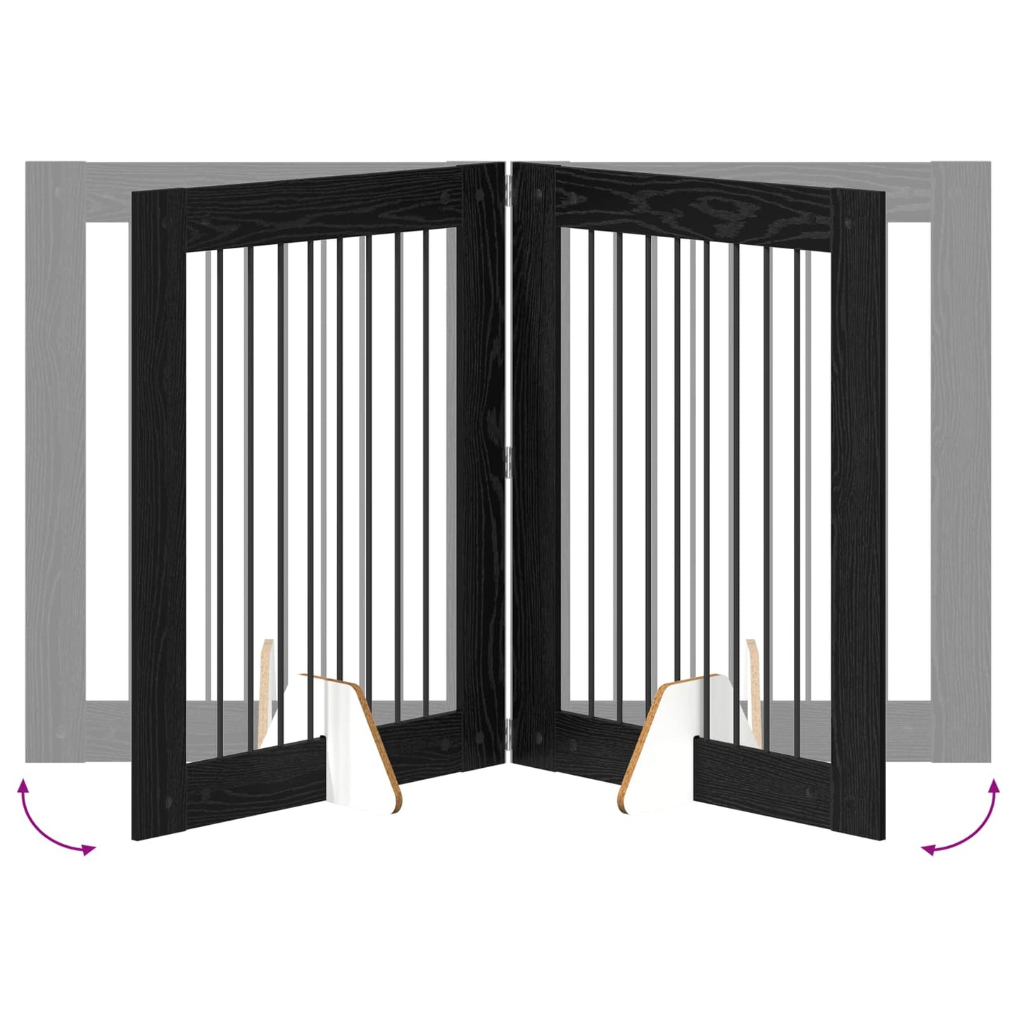 Foldable Dog Gate with Stands 4 pcs Black Oak 321 cm