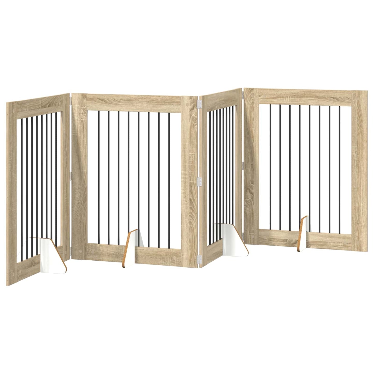 Foldable Dog Gate with Stands 4 pcs Sonoma Oak 321 cm