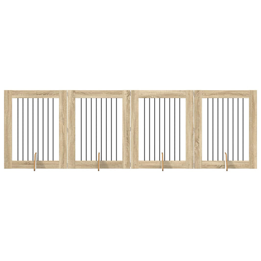 Foldable Dog Gate with Stands 4 pcs Sonoma Oak 321 cm