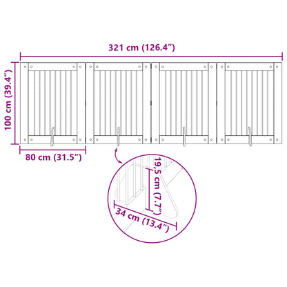 Foldable Dog Gate with Stands 4 pcs Sonoma Oak 321 cm