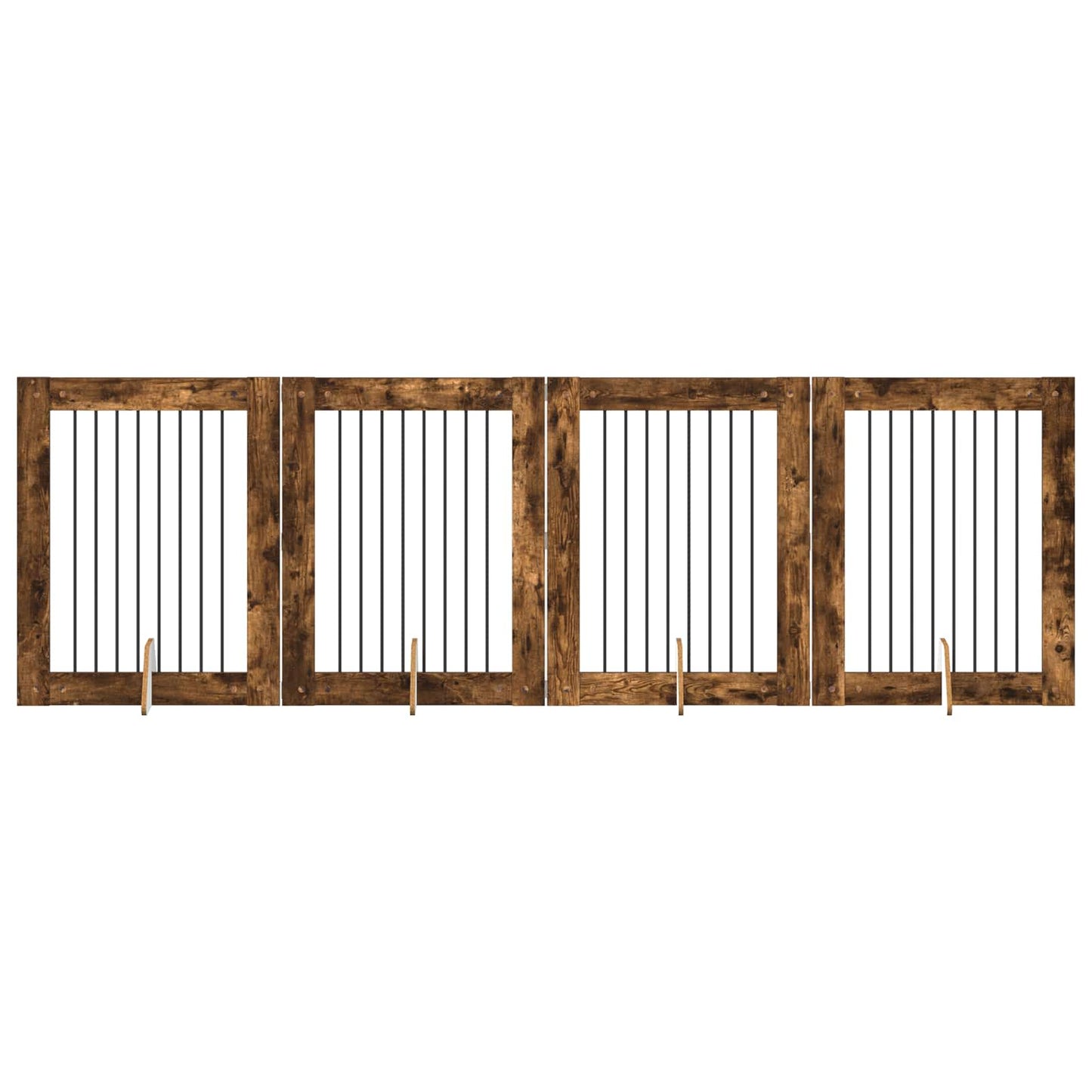 Dog Gate with Stands 4 pcs Smoked Oak 80 x 100 cm