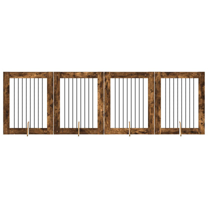 Dog Gate with Stands 4 pcs Smoked Oak 80 x 100 cm