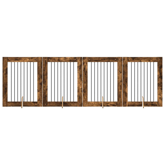 Foldable Dog Gate with Stands 4 pcs Smoked Oak 321 cm