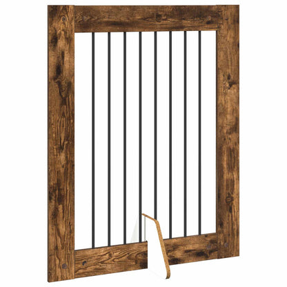 Foldable Dog Gate with Stands 4 pcs Smoked Oak 321 cm