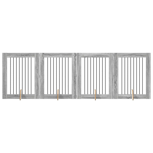 Foldable Dog Gate with Stands 4 pcs Grey Sonoma 321 cm