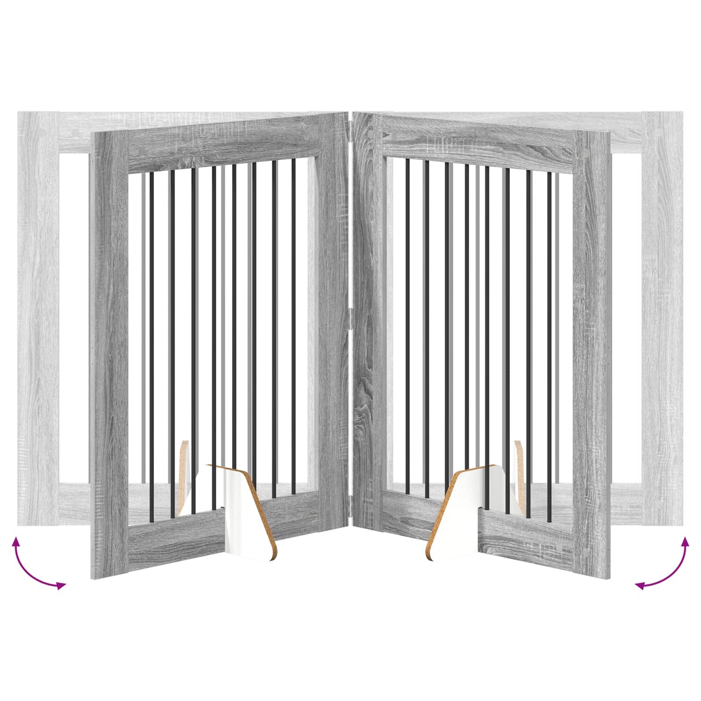 Foldable Dog Gate with Stands 4 pcs Grey Sonoma 321 cm