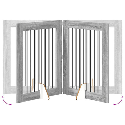 Foldable Dog Gate with Stands 4 pcs Grey Sonoma 321 cm