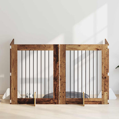 Dog Gate with Stands 4 pcs Old Wood 80 x 100 cm Engineered Wood