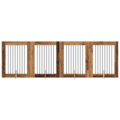 Dog Gate with Stands 4 pcs Old Wood 80 x 100 cm Engineered Wood