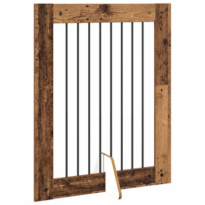 Dog Gate with Stands 4 pcs Old Wood 80 x 100 cm Engineered Wood
