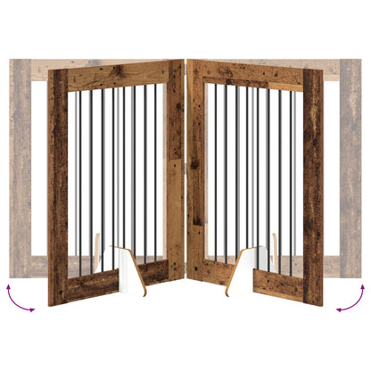 Dog Gate with Stands 4 pcs Old Wood 80 x 100 cm Engineered Wood