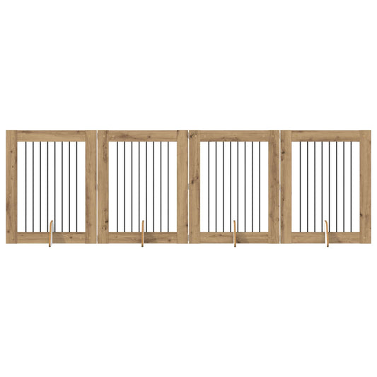 Foldable Dog Gate with Stands 4 pcs Artisan Oak 321 cm