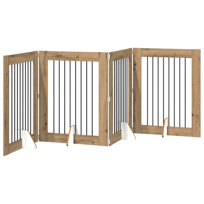 Foldable Dog Gate with Stands 4 pcs Artisan Oak 321 cm