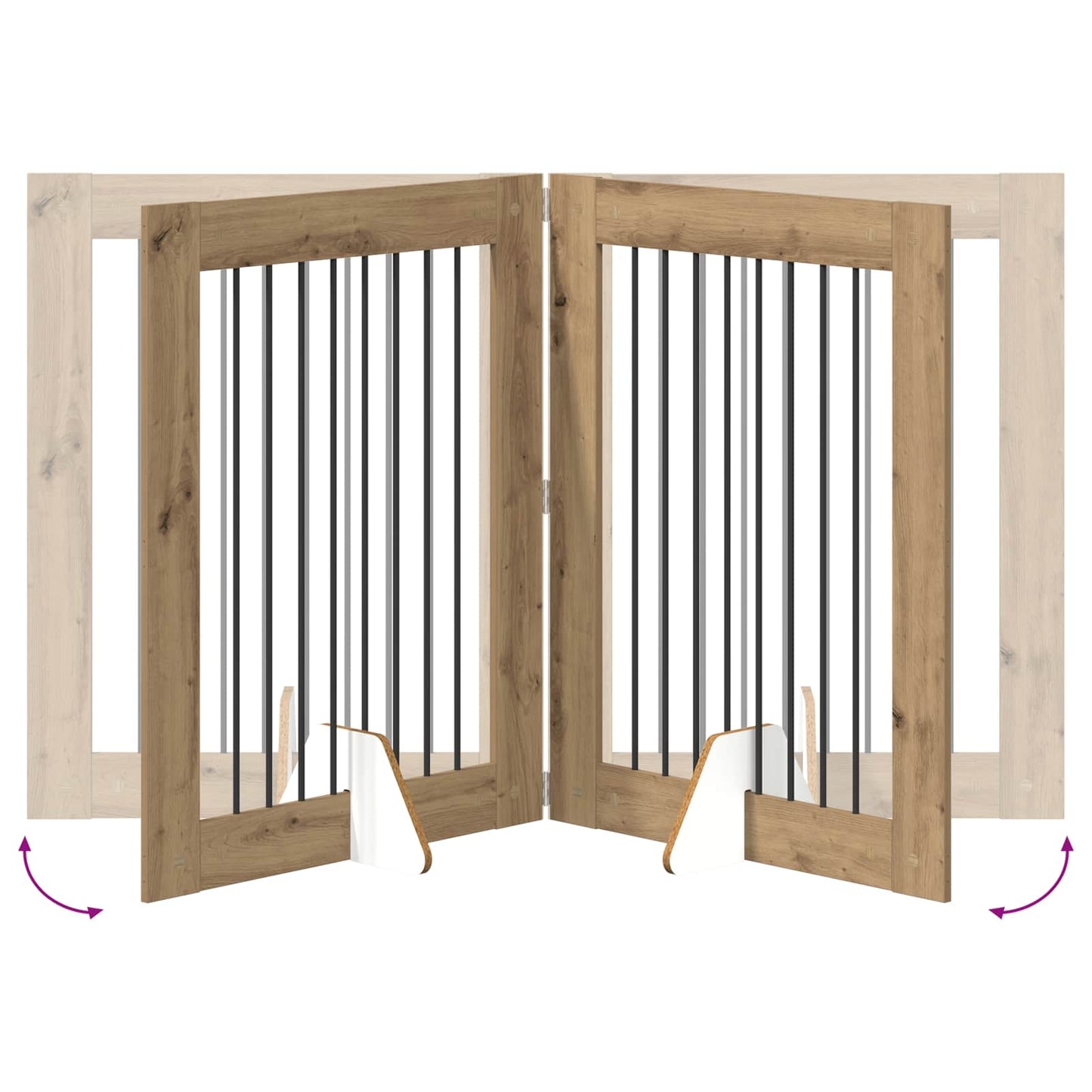 Foldable Dog Gate with Stands 4 pcs Artisan Oak 321 cm