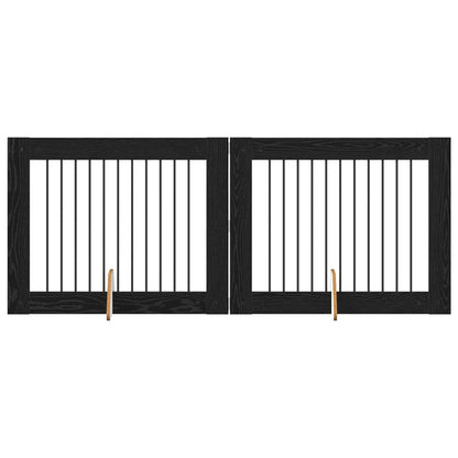 Dog Gate with Stands 2 pcs Black Oak 100 x 80 cm