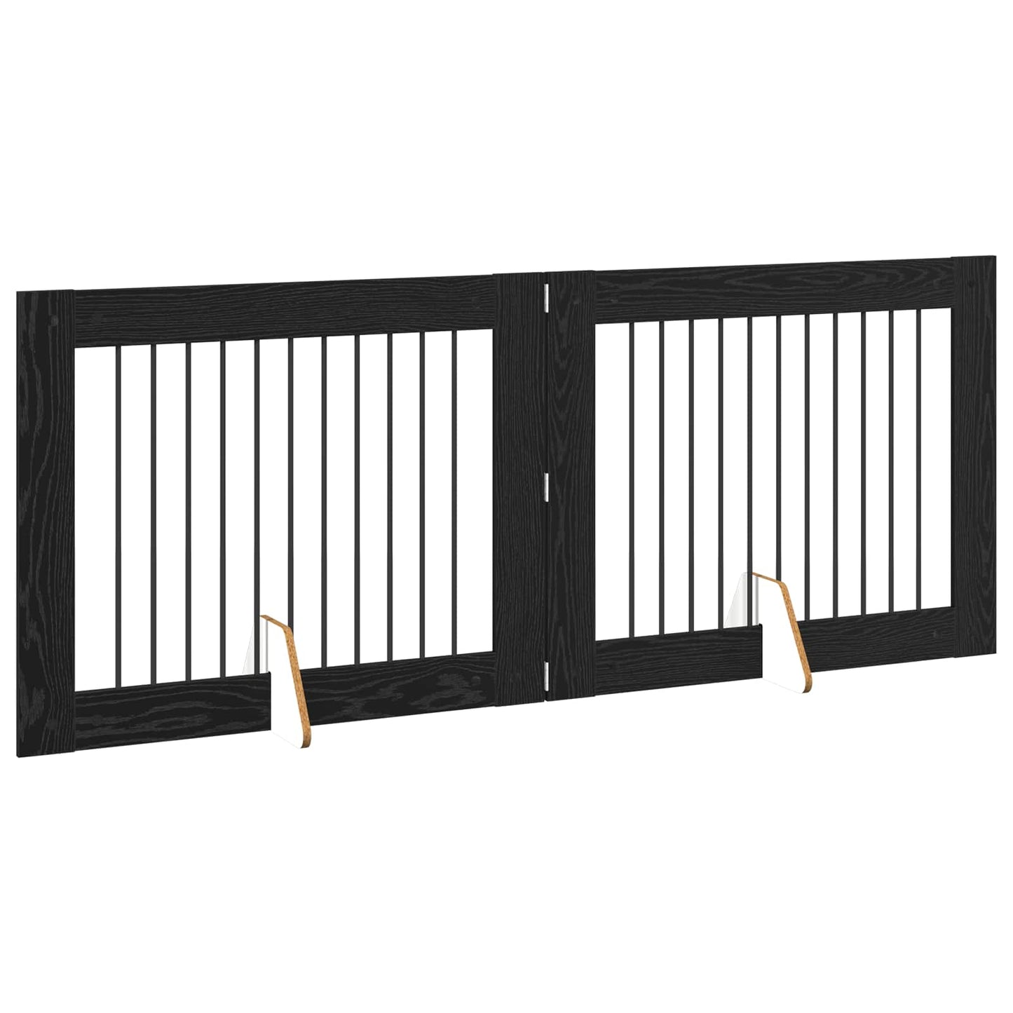 Foldable Dog Gate with Stands 2 pcs Black Oak 200.5 cm
