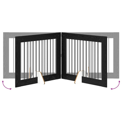 Foldable Dog Gate with Stands 2 pcs Black Oak 200.5 cm