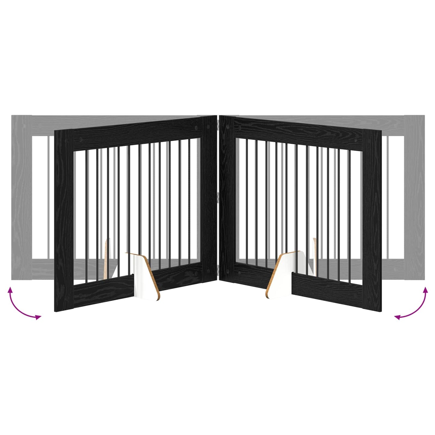 Foldable Dog Gate with Stands 2 pcs Black Oak 200.5 cm