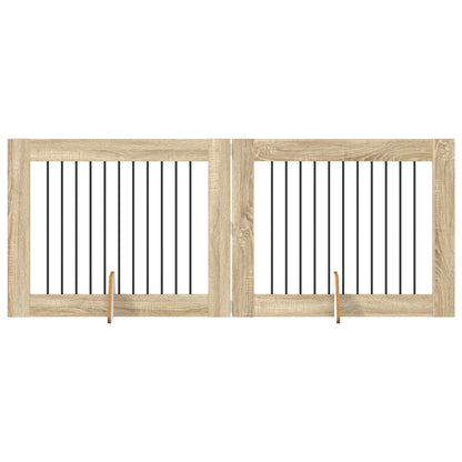 Foldable Dog Gate with Stands 2 pcs Sonoma Oak 200.5 cm