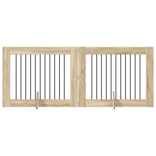 Foldable Dog Gate with Stands 2 pcs Sonoma Oak 200.5 cm