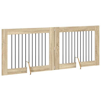 Foldable Dog Gate with Stands 2 pcs Sonoma Oak 200.5 cm