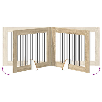 Foldable Dog Gate with Stands 2 pcs Sonoma Oak 200.5 cm