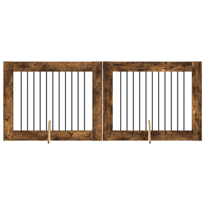 Dog Gate with Stands 2 pcs Smoked Oak 100 x 80 cm