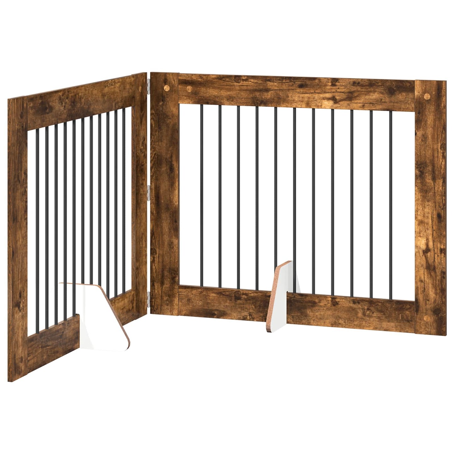 Foldable Dog Gate with Stands 2 pcs Smoked Oak 200.5 cm