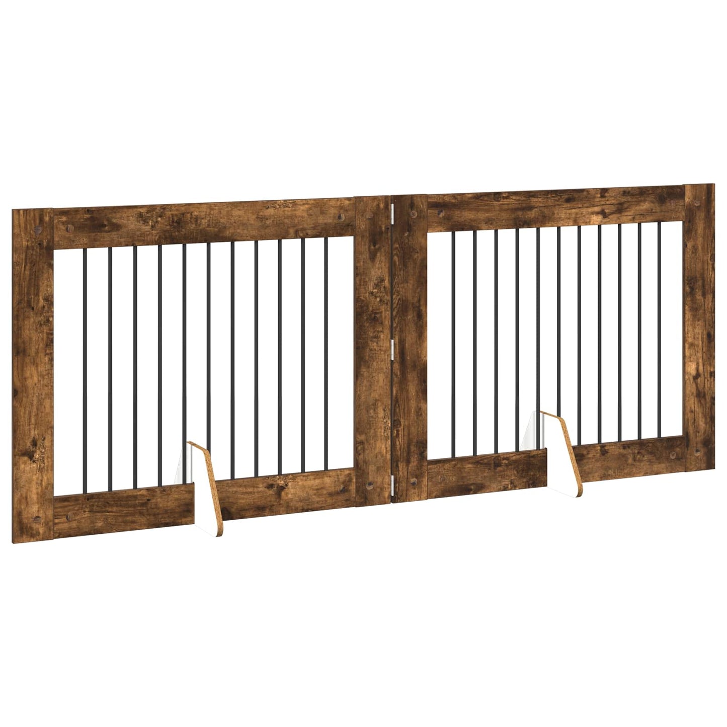 Dog Gate with Stands 2 pcs Smoked Oak 100 x 80 cm
