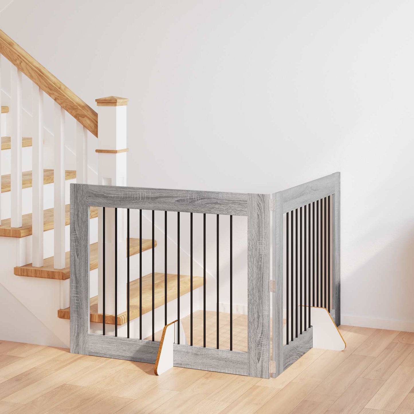 Dog Gate with Stands 2 pcs Grey Sonoma 100 x 80 cm