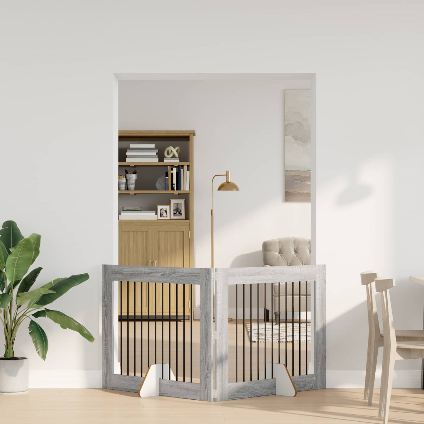 Dog Gate with Stands 2 pcs Grey Sonoma 100 x 80 cm
