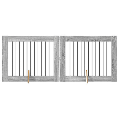 Dog Gate with Stands 2 pcs Grey Sonoma 100 x 80 cm