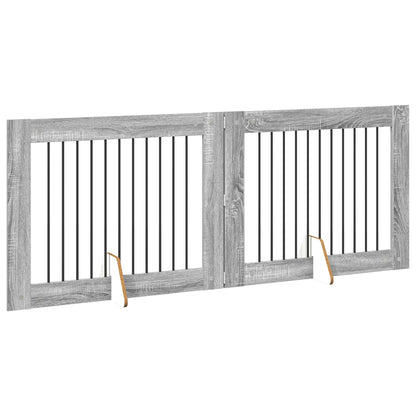 Foldable Dog Gate with Stands 2 pcs Grey Sonoma 200.5 cm