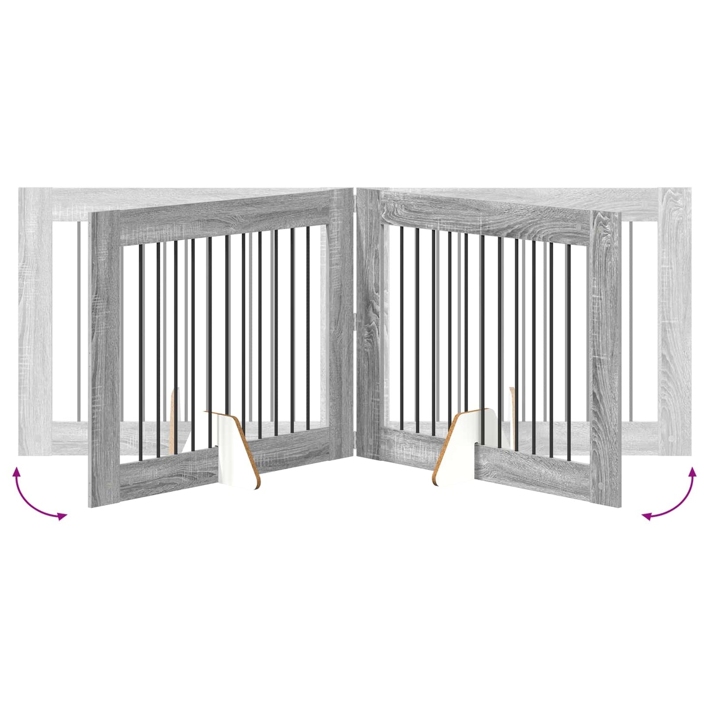 Dog Gate with Stands 2 pcs Grey Sonoma 100 x 80 cm