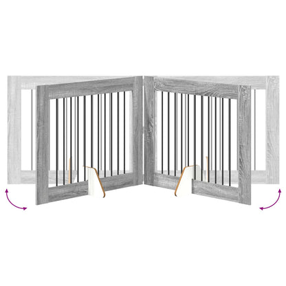 Foldable Dog Gate with Stands 2 pcs Grey Sonoma 200.5 cm