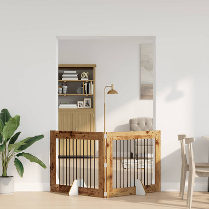 Dog Gate with Stands 2 pcs Old Wood 100 x 80 cm Engineered Wood