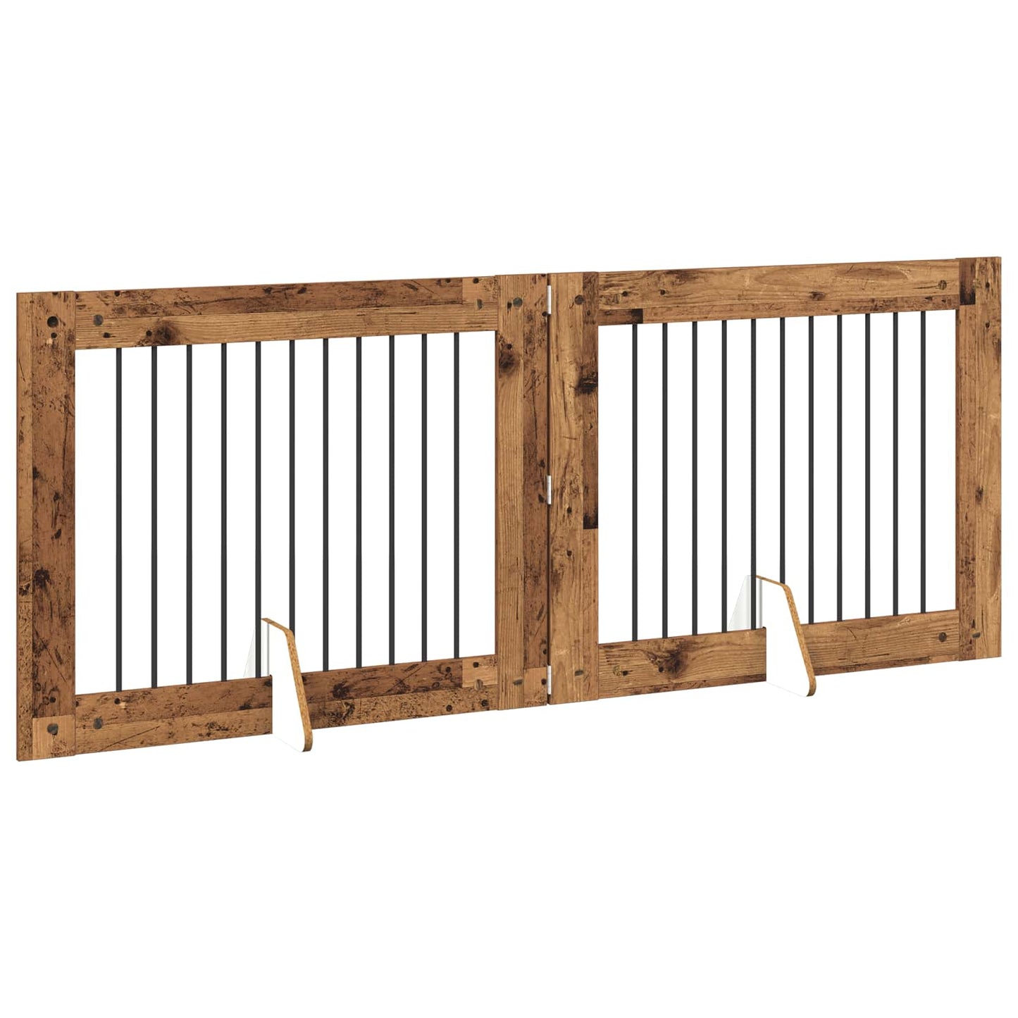 Foldable Dog Gate with Stands 2 pcs Old Wood 200.5 cm