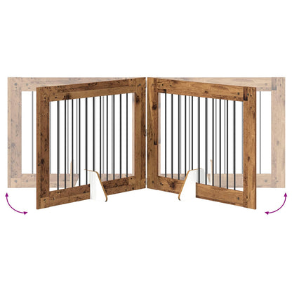 Foldable Dog Gate with Stands 2 pcs Old Wood 200.5 cm